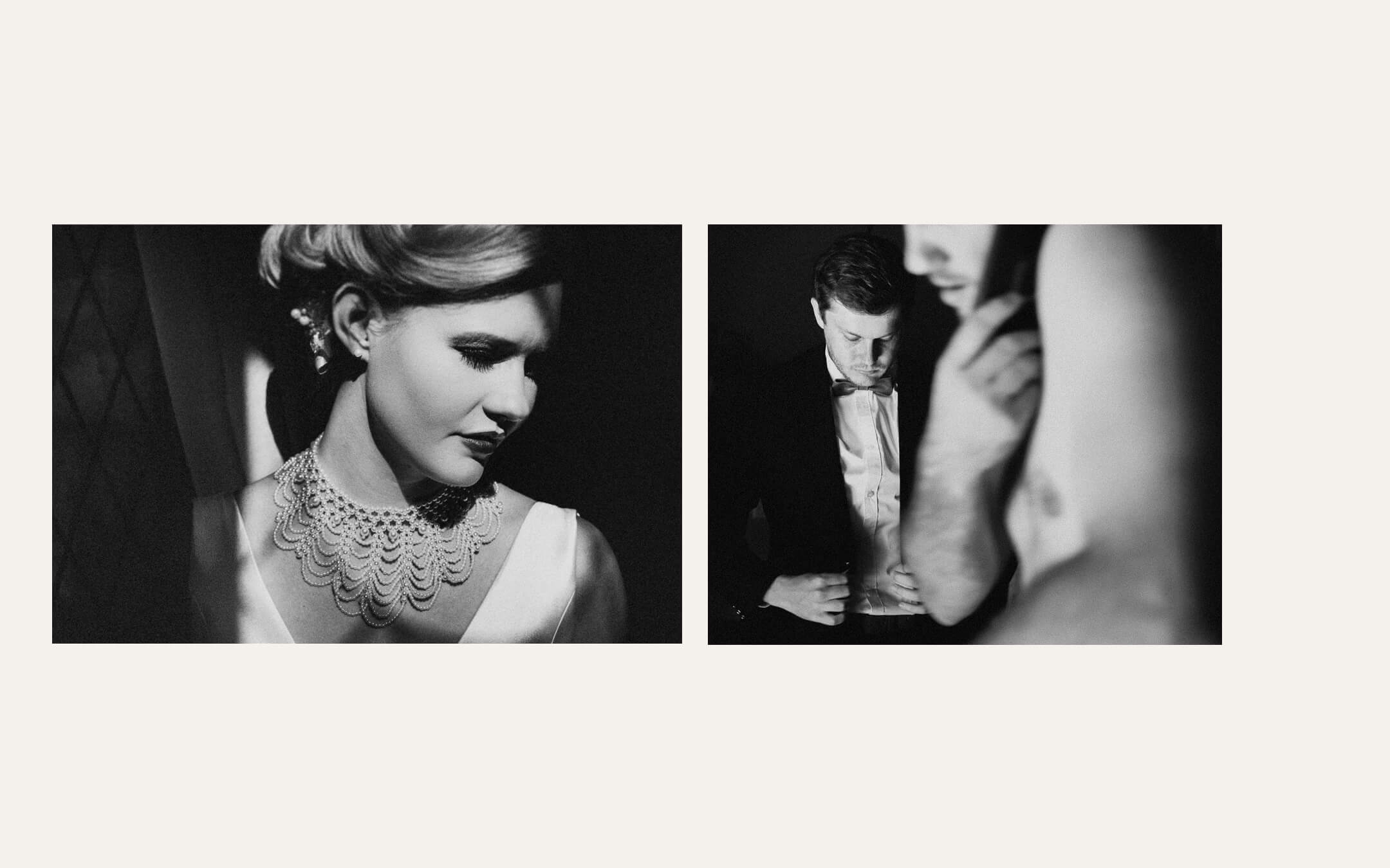 Bride in profile in low light, and a groom holding a bride in darkness. Ben Viljoen Photography